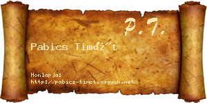 Pabics Timót névjegykártya
